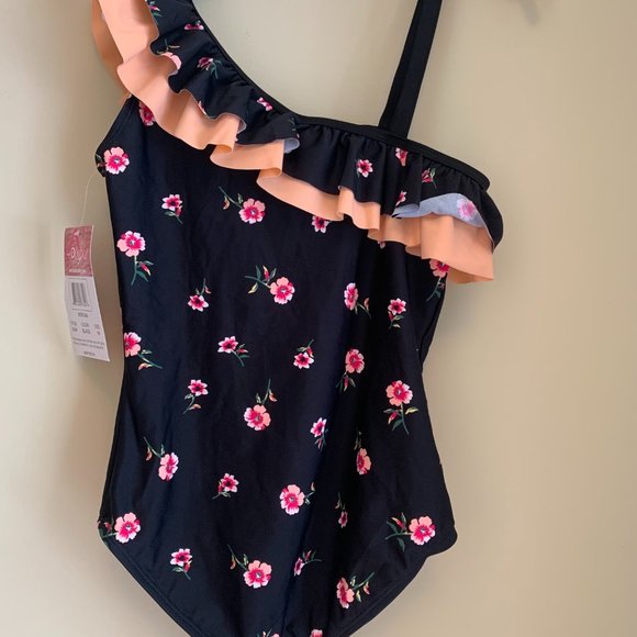 Swimsuit Ruffle Girls One Shoulder Stylish - Picture 5 of 5